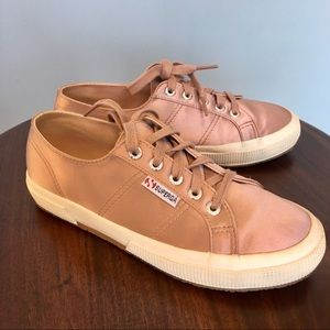 Superga satin blush ballerina color lace ups